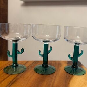 Margarita Cactus Stem Glasses - Set of 3